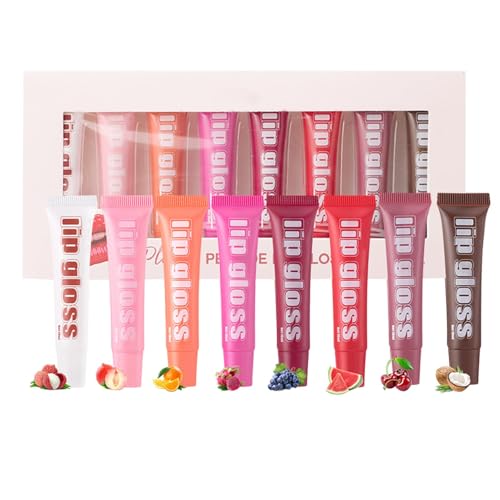 Sionhiuo Klarer Lipgloss für Frauen, Lipgloss-Set mit Fruchtgeschmack - 8X Lippenöl mit Fruchtgeschmack für trockene Lippen,Lippenöl mit Fruchtgeschmack, klarer Lipgloss in verschiedenen fruchtigen von Sionhiuo
