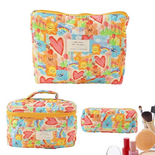 Sionhiuo Make-up-Tasche,3 Stück Kosmetiktasche gesteppt | Kosmetiktasche, tragbare -Aufbewahrungstasche für Kosmetik, Make-up-Pinsel, Mädchen, Frauen von Sionhiuo