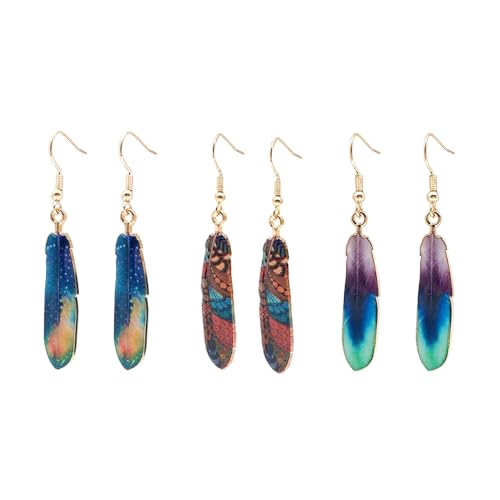Federohrringe für Damen, Boho-Feder-Ohrring-Set für Tochter, Schwester, Bohemia, Farbverlauf, Ohrringe für Damen, baumelnde Ohrringe von Siopue