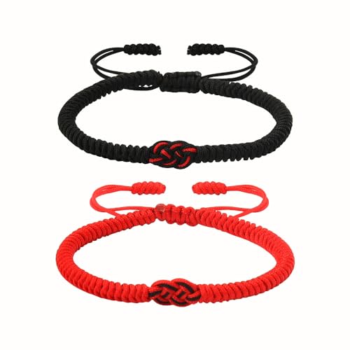 Freund Freundin Weihnachten Geburtstag Geschenke für Frauen Männer Langstreckenarmbänder für Paare Valentinstag Geschenke für Frau Ehemann Passendes Versprechen Schwarz und Rot Paar Armbänder für Bf von Siopue