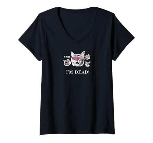 Damen Ich Bin Dead Cats T-Shirt mit V-Ausschnitt Damen Ich Bin Dead Cats T-Shirt mit V-Ausschnitt von SiosBox