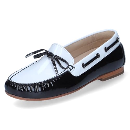 Sioux Damen Slipper/Mokassins BORINKA-701 Schwarz/Weiß Lackleder, Größe:5, Farbauswahl:Weiss-Kombi von Sioux