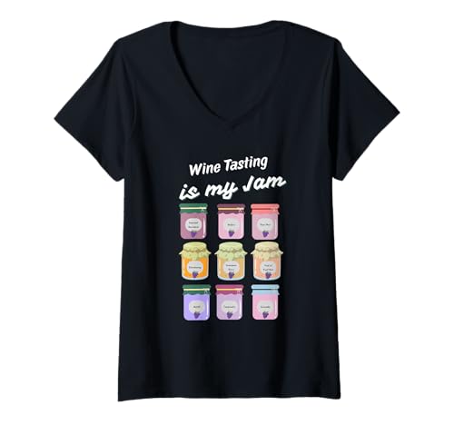 Damen Wine Tasting is My Jam - Lustiges Geschenk für Weinliebhaber T-Shirt mit V-Ausschnitt Damen Wine Tasting is My Jam - Lustiges Geschenk für Weinliebhaber T-Shirt mit V-Ausschnitt von Sip Happens Wine Gifts & Apparel for Wine Lovers