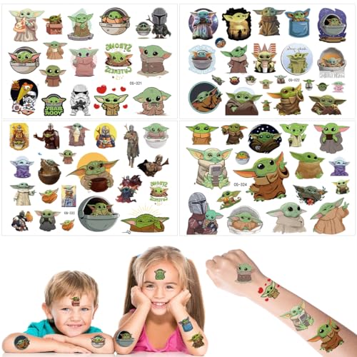 Tattoo Sticker, 4 Blätter Aufkleber Set Kinder, Kinder Tattoo, Aufklebe Tattoos Set, Temporäre Tattoos Set, Wasserdichte Kindertattoos von Siphus