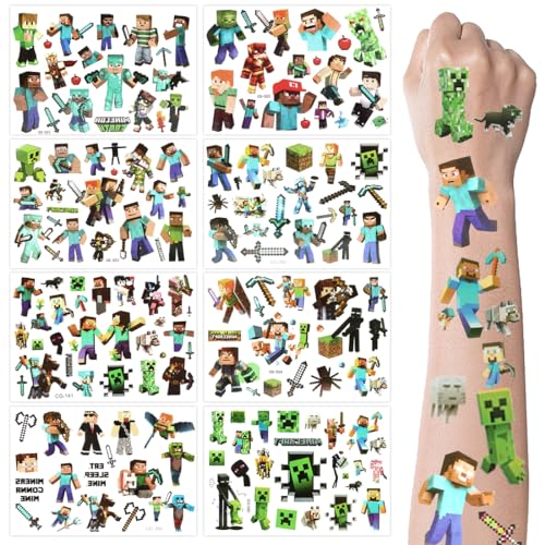 Tattoo Sticker, 8 Blätter Aufkleber Kinder, Temporäre Tattoos Set, Wasserdicht Stickers Jungen Mädchen, Kindertattoos als Geburtstagsgeschenke, Kindergeburtstag Mitgebsel von Siphus