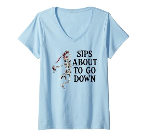 Damen Sips About to Go Down Wine Retirement Party Life Sip Happens T-Shirt mit V-Ausschnitt Damen Sips About to Go Down Wine Retirement Party Life Sip Happens T-Shirt mit V-Ausschnitt von Sips About to Go Down Shirt,Wine Drinking Shirts