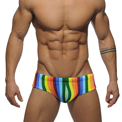 Sipumia Herren Pride Rainbow Badehose Slip mit abnehmbarem Pad Bademode Elastische Strandshorts Boxer Unterwäsche, Lgbt Pride-06, X-Large von Sipumia