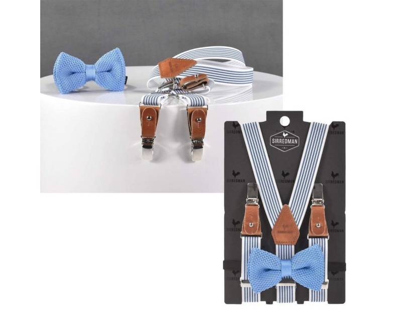Sir Redman Hosenträger Kids Kinderhosenträger, Set, Fliege, mit Hosenclips, 80cm lang, blau weiß von Sir Redman