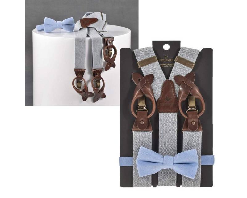 Sir Redman Hosenträger Recycled Holländer Y-Form Set, Fliege, Hosenclips,130cm lang, grau blau von Sir Redman