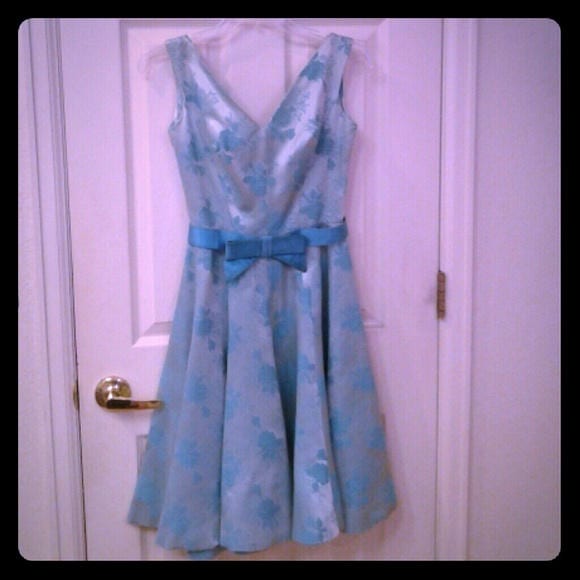 Jonny Herbert Designer Türkis Brokat Vintage Cocktailkleid von SirKsVintage