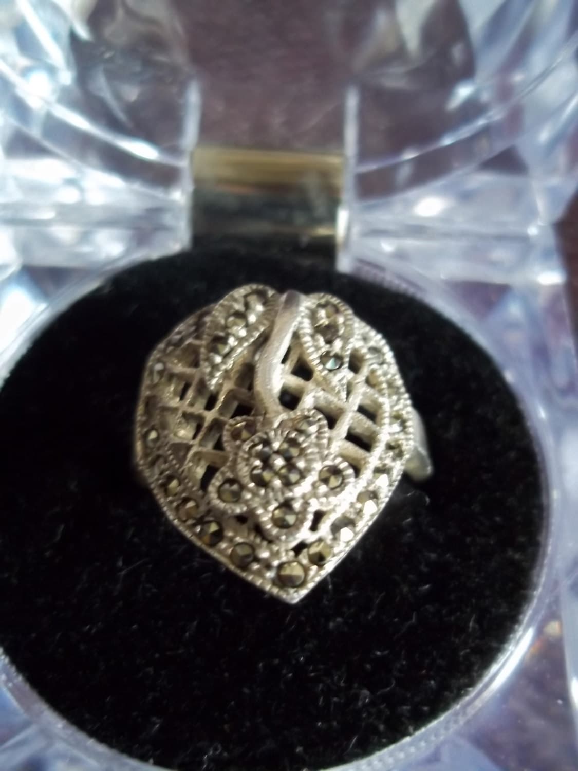 Markazit Und Sterling Silber Filigraner Cocktail Ring von SirKsVintage