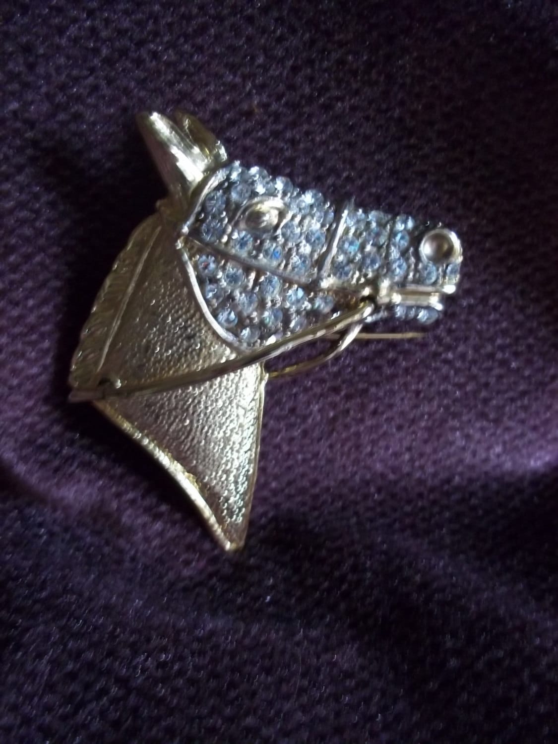 Pferdekopf Pin in Goldton Und Strass von SirKsVintage