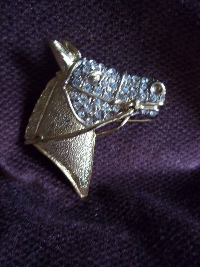 Pferdekopf Pin in Goldton Und Strass von SirKsVintage