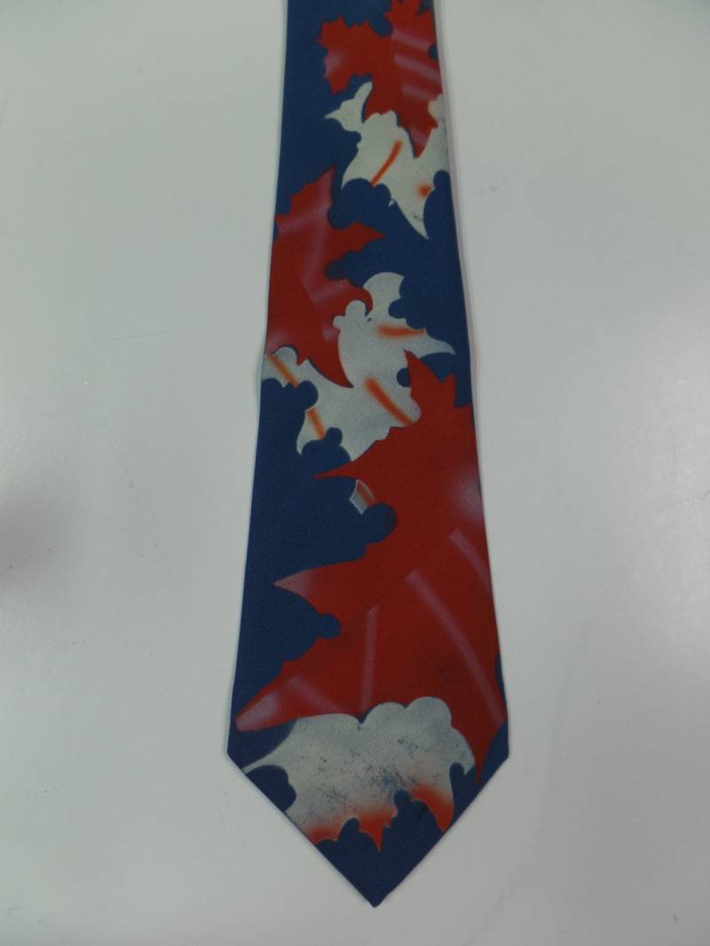 Vintage Handbemalte Seidenblatt Motiv Krawatte von SirKsVintage