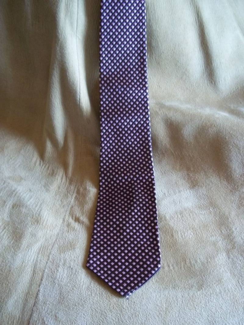 Vintage Seide Skinny Krawatte Braun Und Pink Checks von SirKsVintage