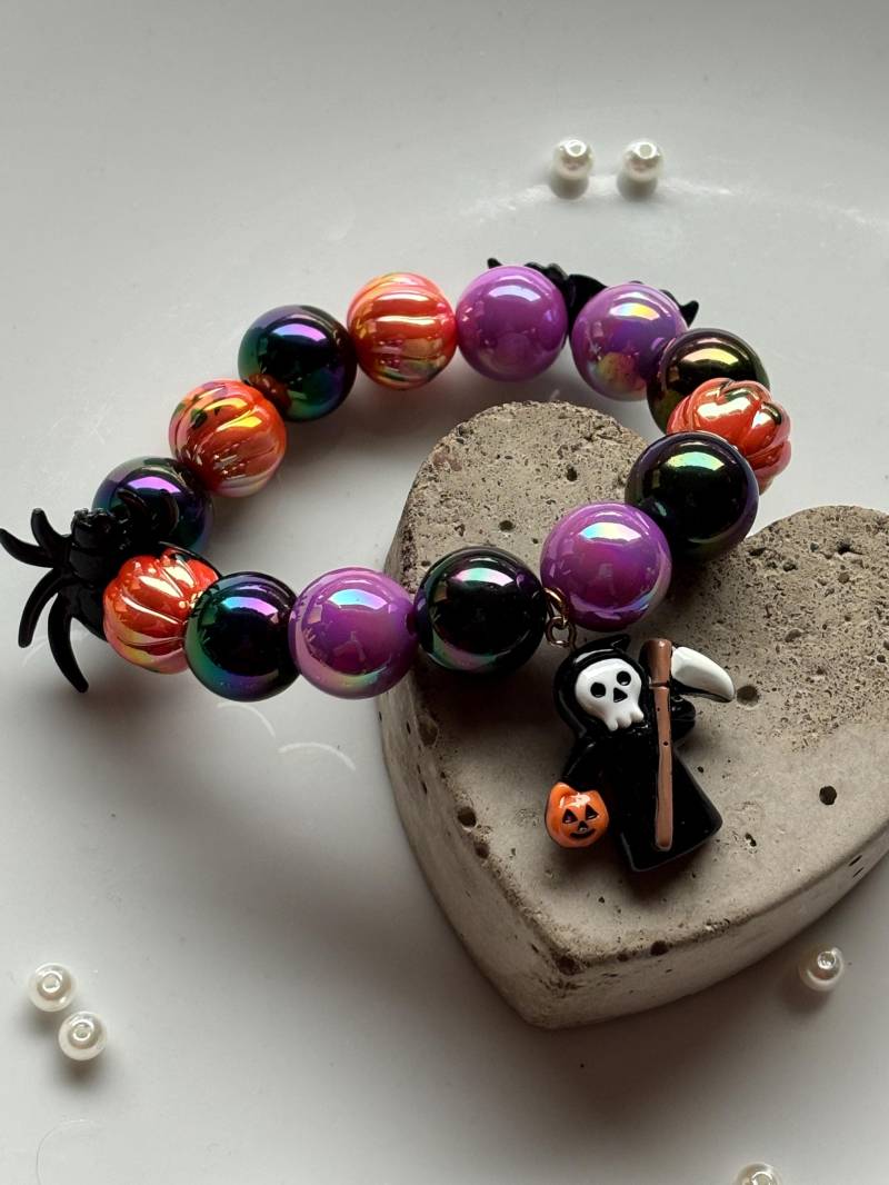 Perlen Armband Für Halloween Mit Spinne Und Sensemann Perlen Armband Für Halloween Mit Spinne Und Sensemann von SirWoddy