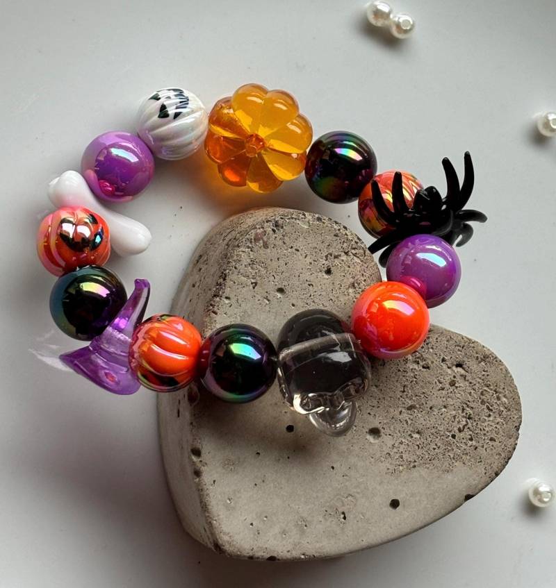 Perlen Armband Für Halloween Mit Spinne Und Totenkopf von SirWoddy