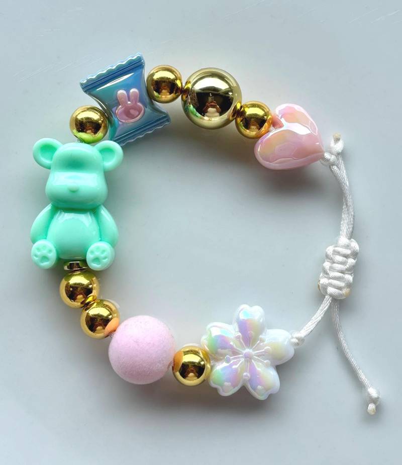 Perlenarmband Mit Teddybär Größenverstellbar von SirWoddy