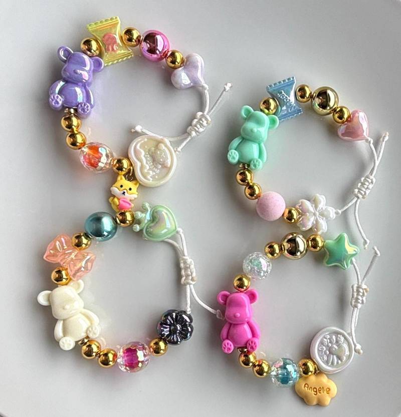 Perlenarmband Mit Teddybär Größenverstellbar von SirWoddy