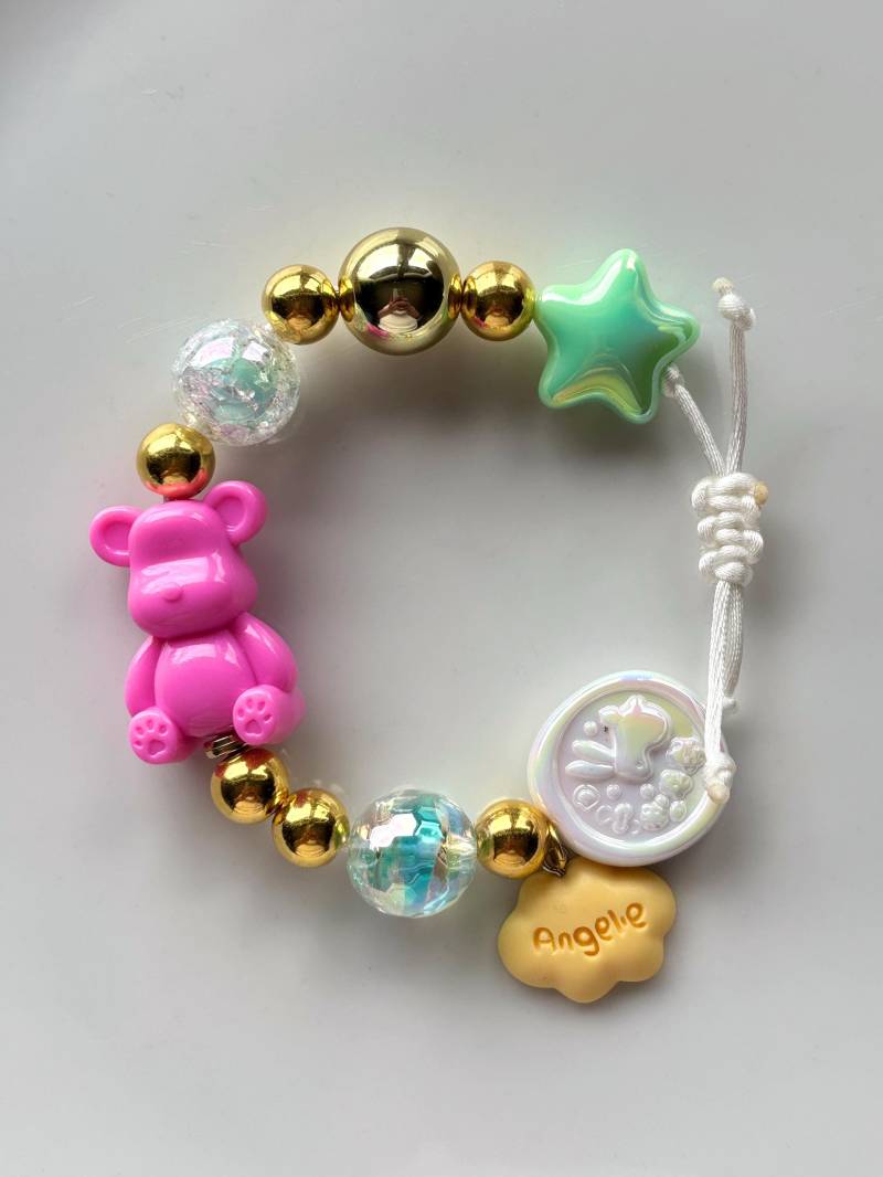 Perlenarmband Mit Teddybär Und Charms - Größenverstellbar von SirWoddy