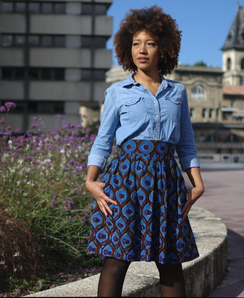 Faltenrock Im Kongressmuster Wachsblau/Wachsrock, Blauer Rock, Rock Mit Taschen, Bunter Sommerrock, Damenbekleidungsrock, Midirock von SirawaxBoutique