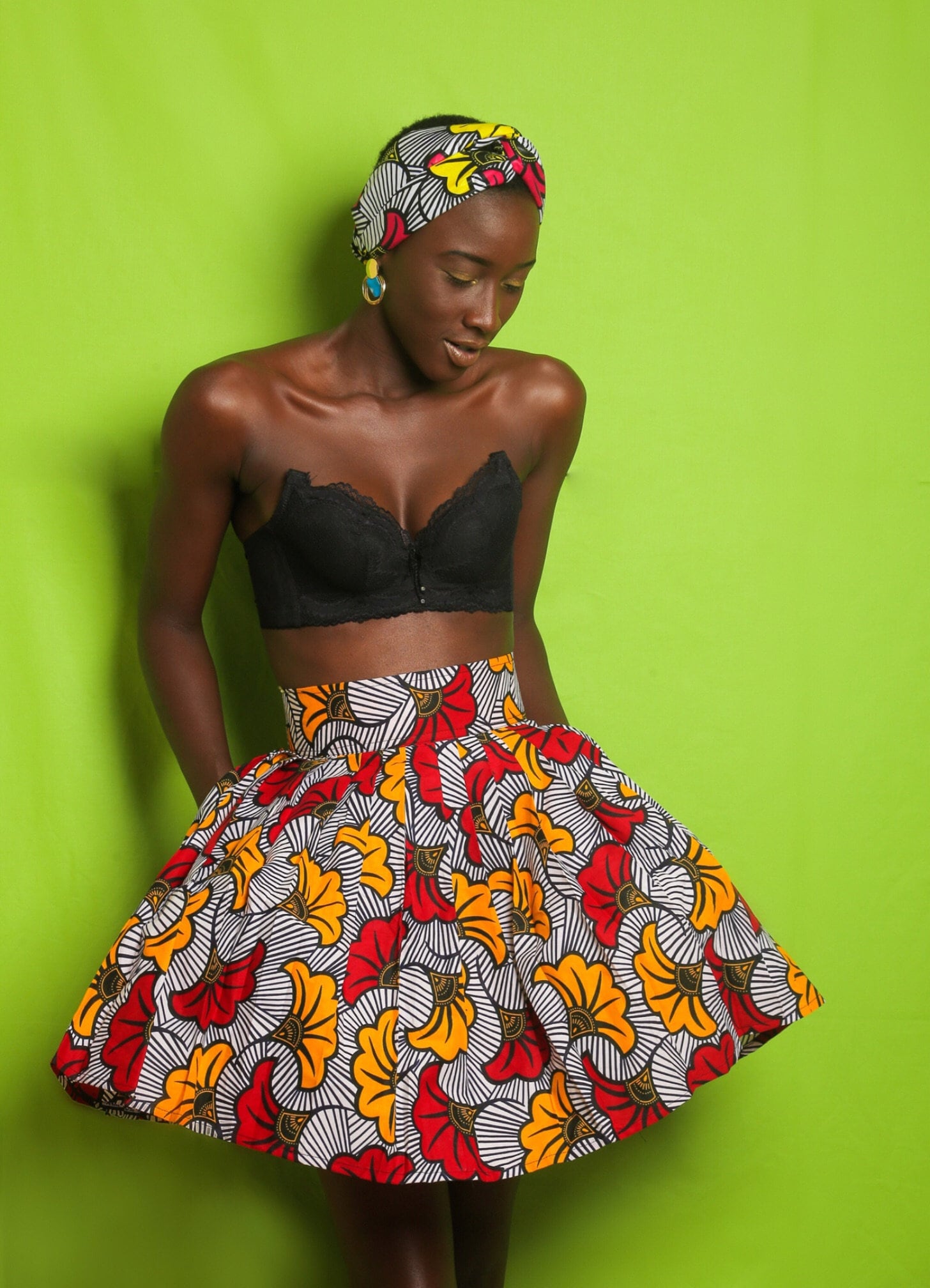 Faltenrock Im Wax-Print Hochzeitsblumen/Faltenrock, Blumenrock, Kurzer Rock, Wax-Rock, Sommerrock, Bunter Wax-Rock von SirawaxBoutique