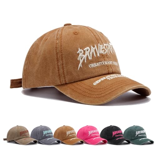 Siribelle Cap Damen Vintage Basecap Damen Verstellbar Baseball Cap Baumwolle Damen Baseballkappe für Golf Tennis Running Gelb von Siribelle