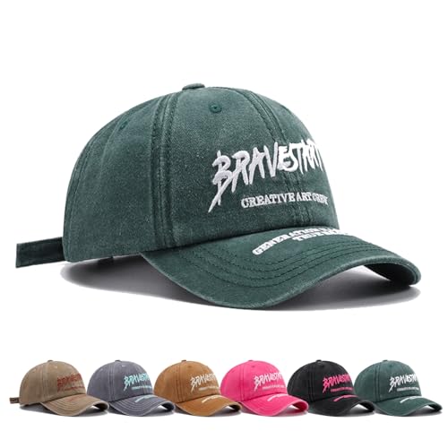 Siribelle Damen Cap Vintage Basecap Verstellbar Baseball Cap Baumwolle Damen Baseballkappe für Golf Tennis Running Grün von Siribelle