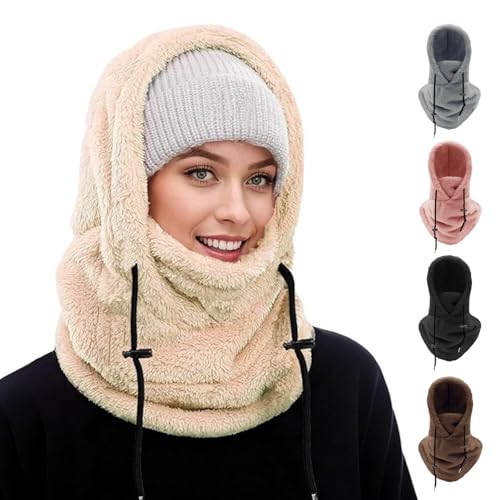 Siribelle Sturmhaube Winddicht Winter Skimaske Thermo-Fleece-Haube Mütze Schal Gesichtsschutz 3 in 1 für Outdoor Radfahren Reiten Skifahren Khaki von Siribelle