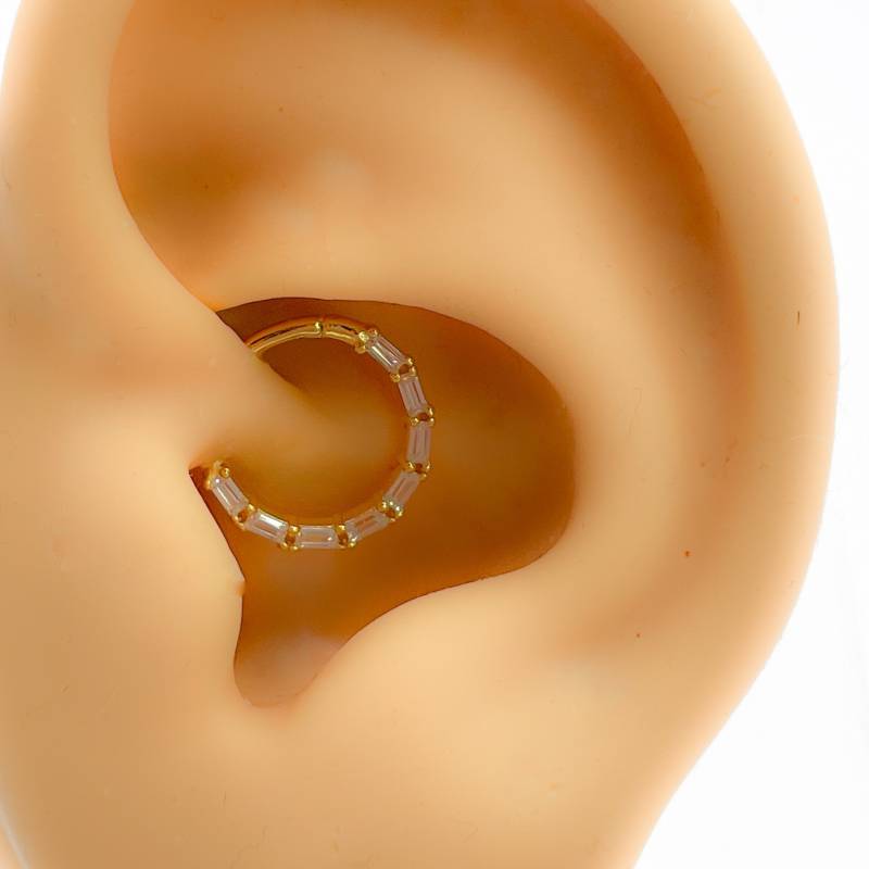 Daith Piercing #317 Hoop 925 Silber Vergoldet Strass Rook Boho Zweig Barbell Ohr Nase Klicker von Siristat