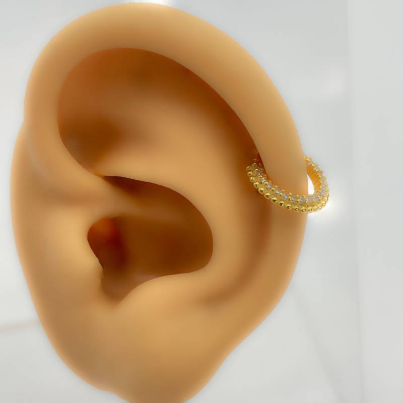 Daith Piercing #324 Hoop 925 Silber Vergoldet Strass Rook Boho Zweig Barbell Helix Ohr Klicker von Siristat