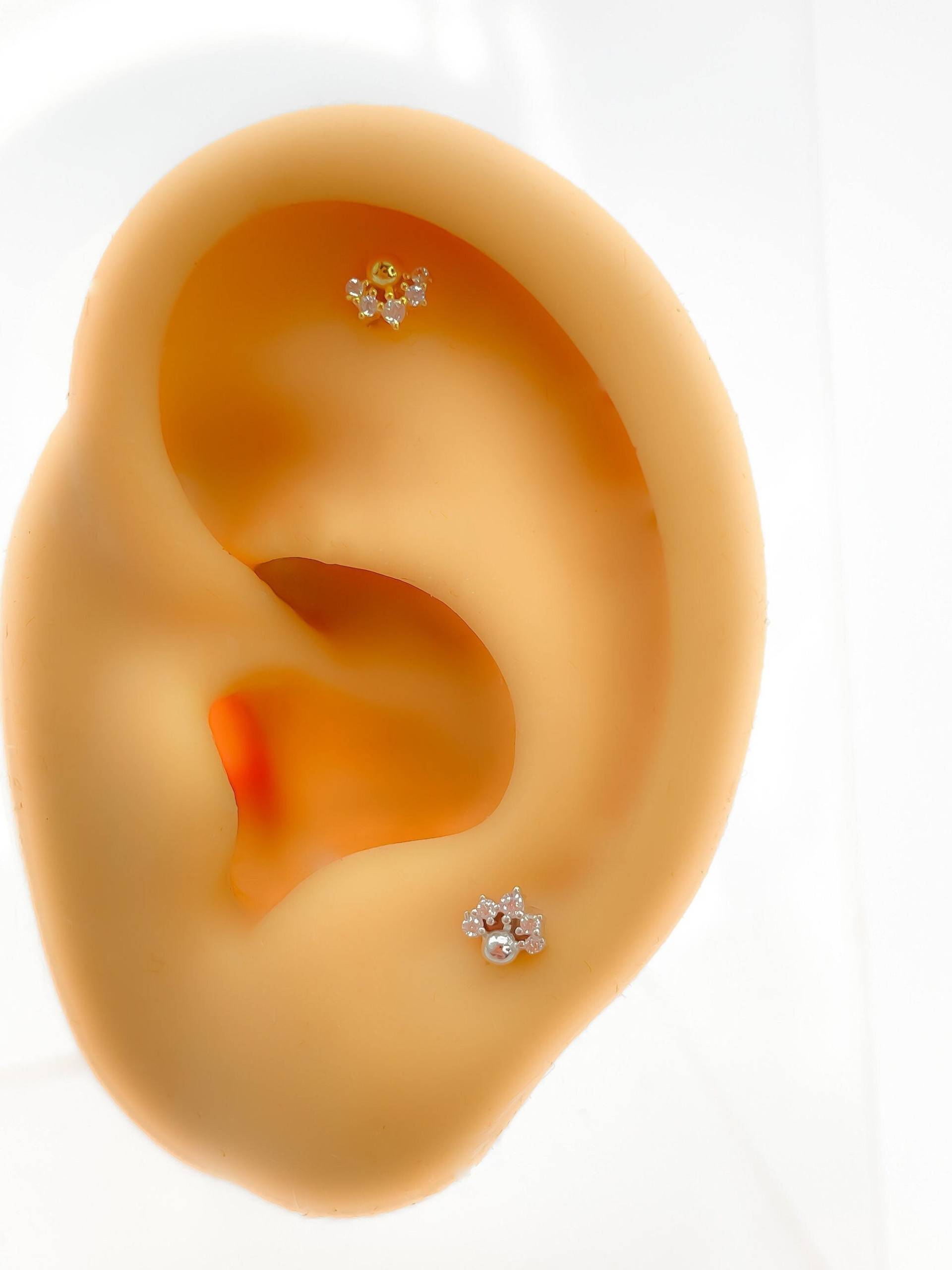 Flat Back Helix #124 925 Silber Vergoldet Mini Tiny Klein Piercing Minimalistisch Conch von Siristat