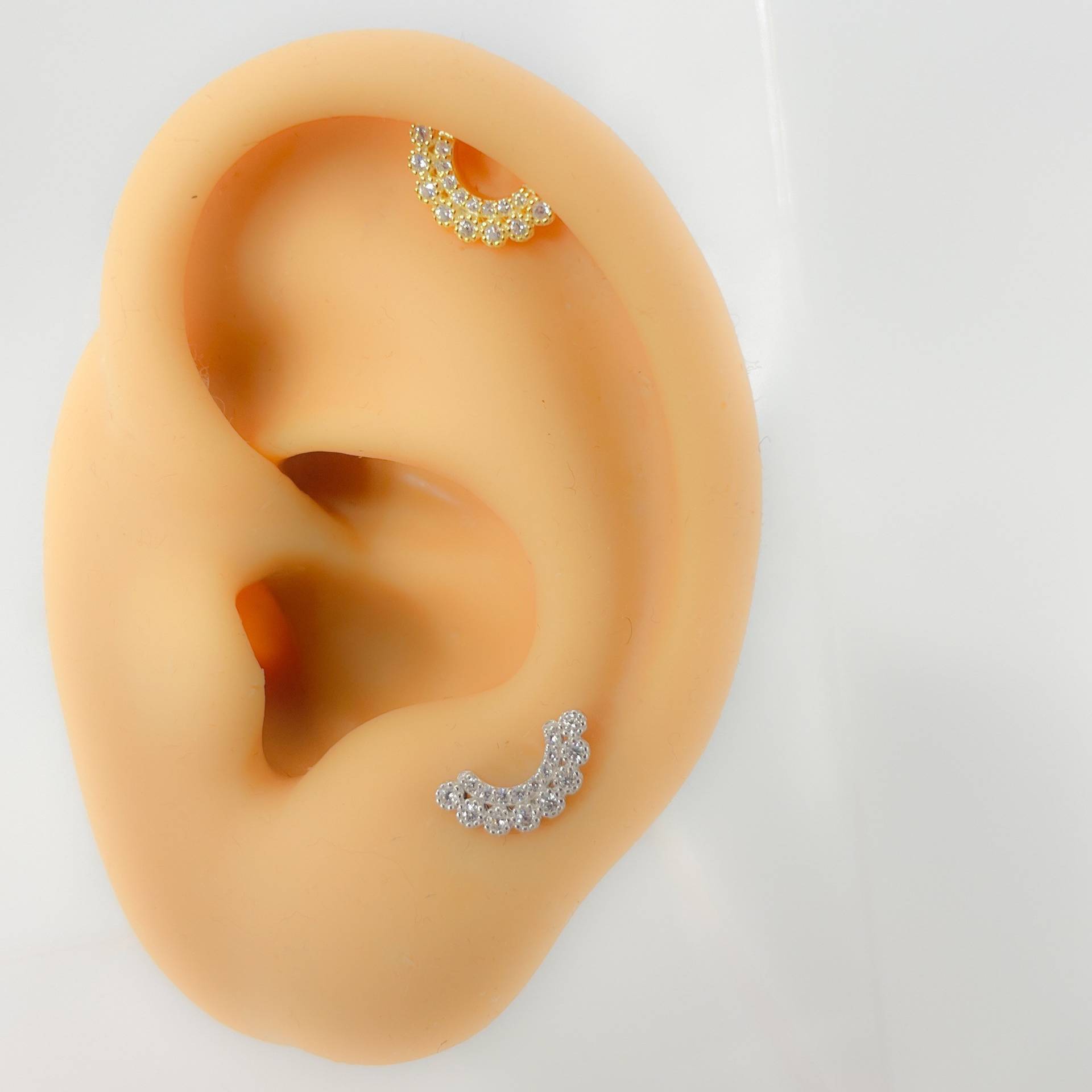 Helix #131 Piercing Bogen Cubic Zirkonia 925 Silber Vergoldet Tiny Tragus von Siristat