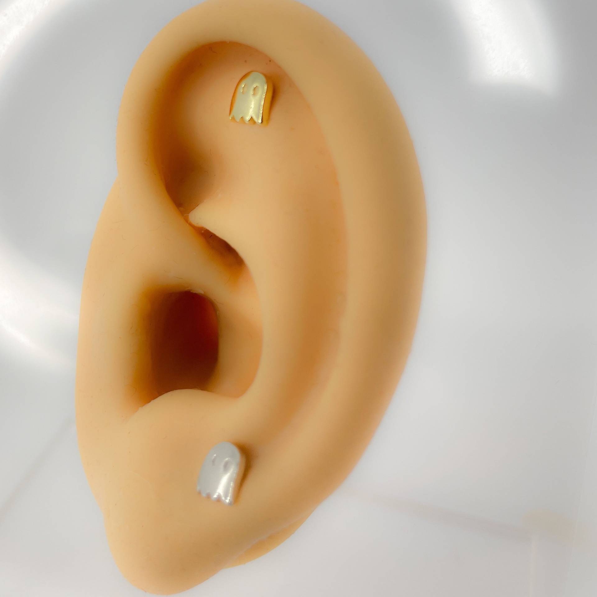 Helix #135 Ghost 925 Silber Vergoldet Geist Piercing Knorpel Ohr Stecker Klein Mini von Siristat