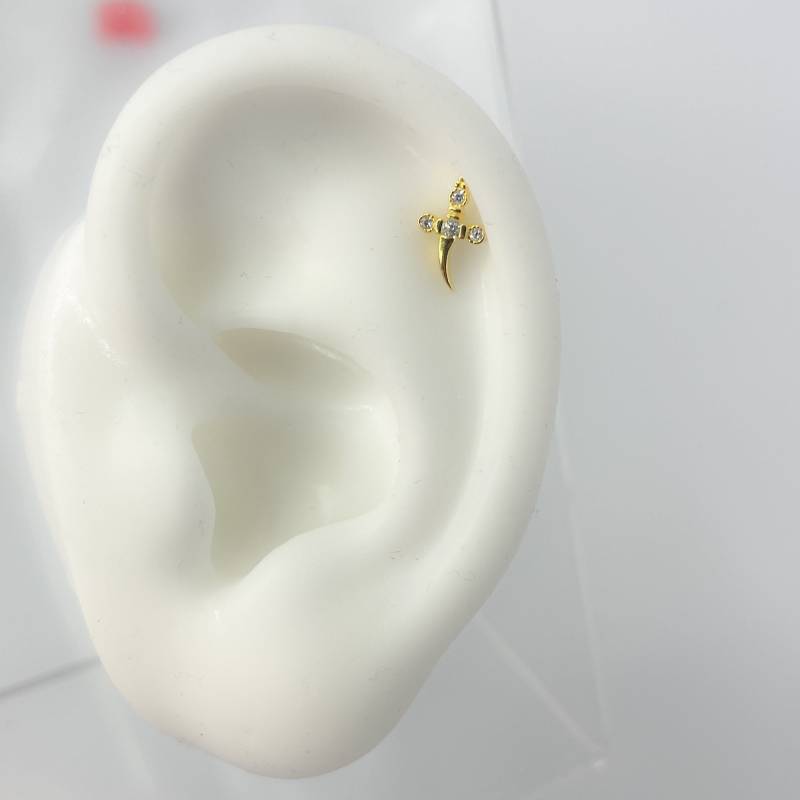 Helix #205 S925 Silber Vergoldet Schwert Piercing Ohrring Stecker Gold Knorpel von Siristat