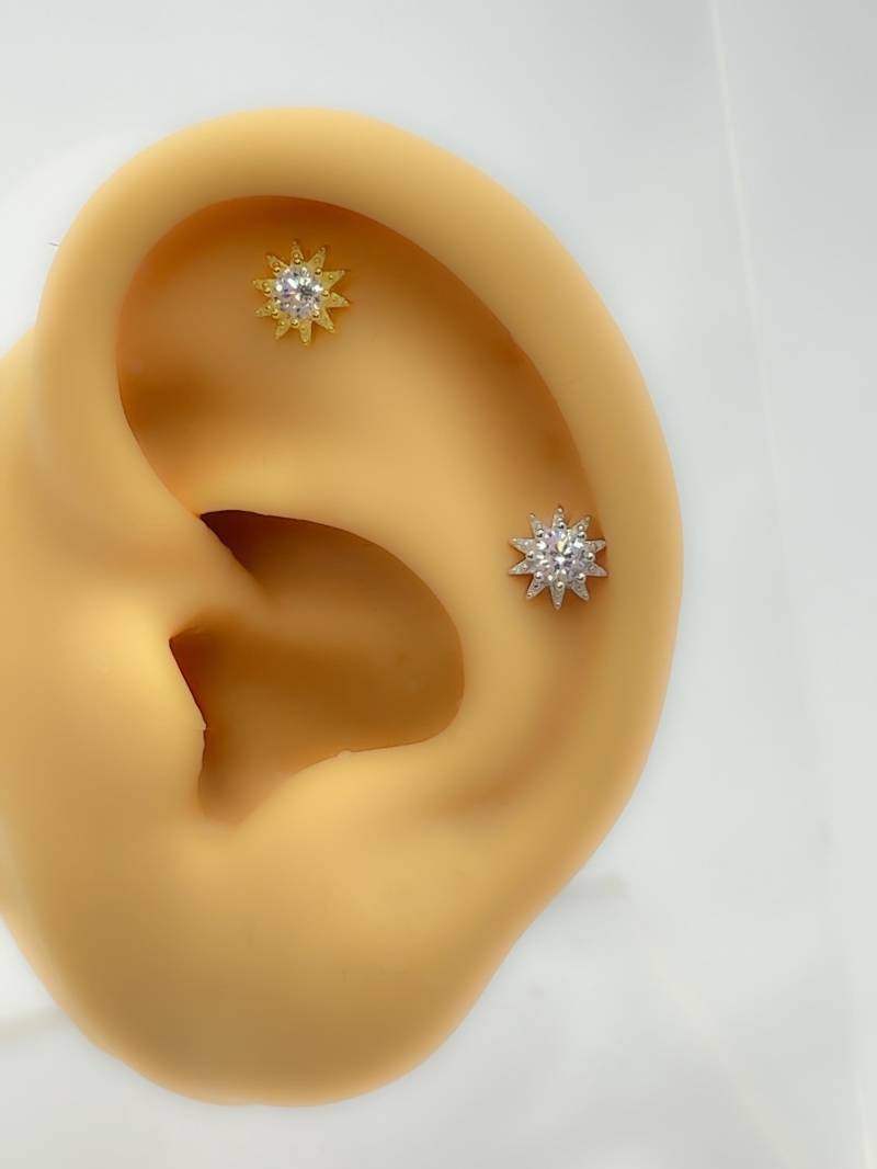 Helix #268 925 Silber Vergoldet Stern Piercing von Siristat