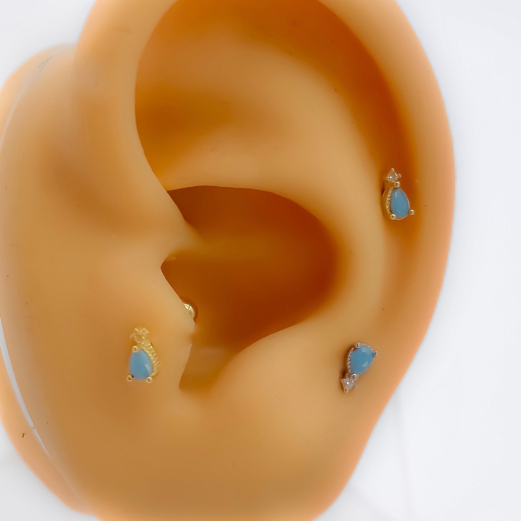 Helix #315 925 Silber Vergoldet Mini Tiny Klein Piercing Knorpel Blau Gold von Siristat