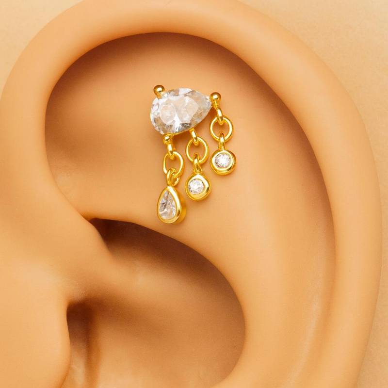 Helix 925 Silber Vergoldet #161 Ohrring Schmuck Drops Piercing von Siristat