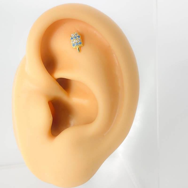 Helix Ice Cream 925 Silber Und Vergoldet Zirkon Eis Conch Upper Helix Tragus Ohrring von Siristat