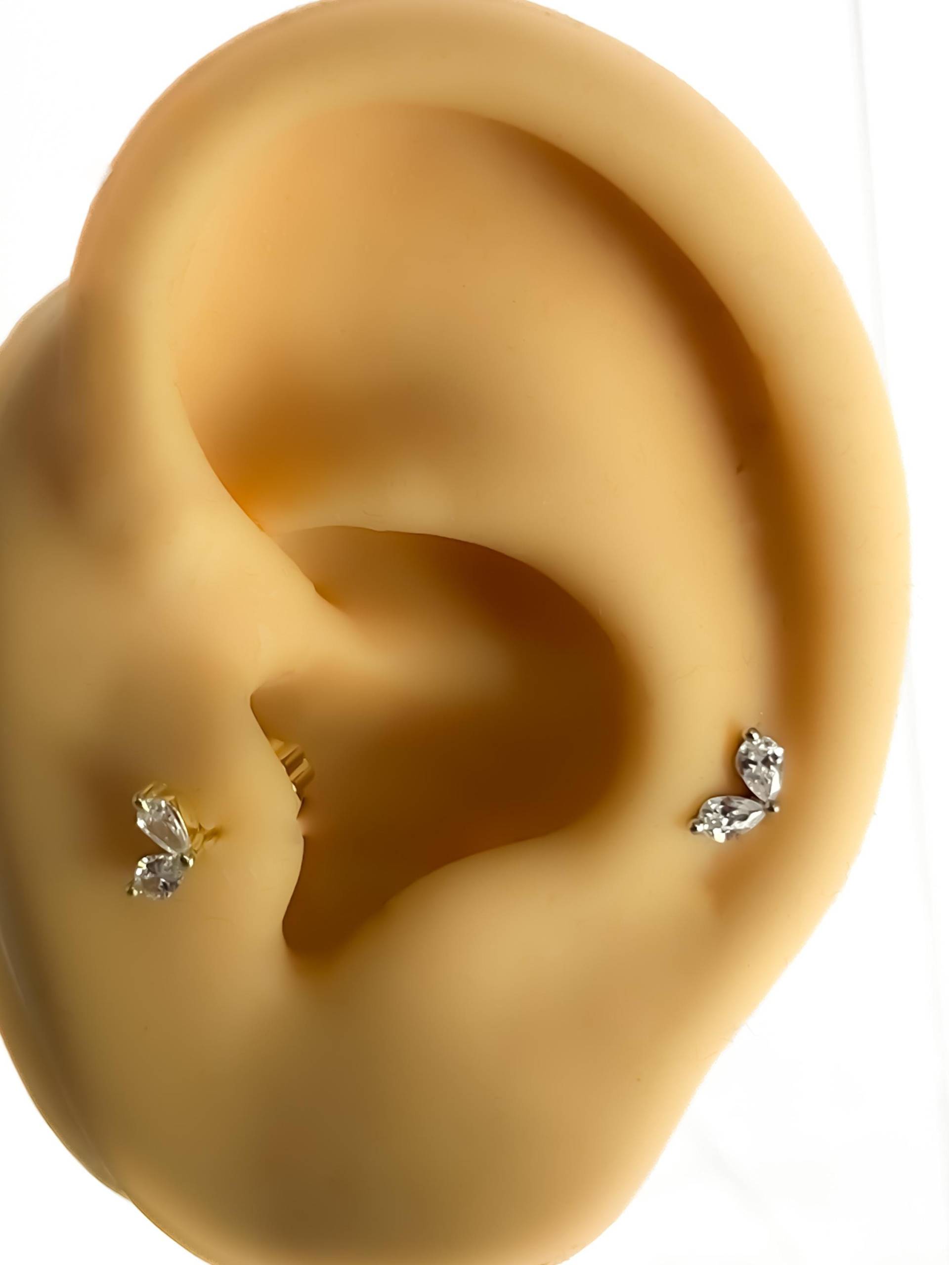 Helix Piercing #97 Lotus Blume 925 Silber Vergoldet Strass von Siristat