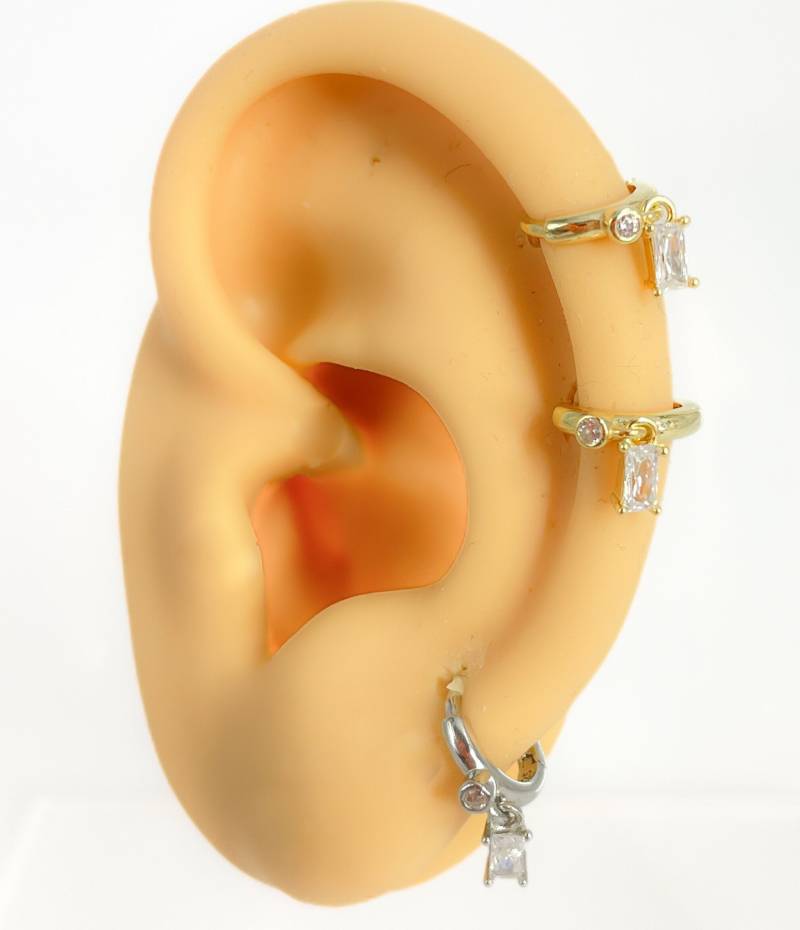 Hoop Helix #214 Creole Piercing 925 Silber Vergoldet Cubic Zirconia Mini Tiny Rund Strass Boho Vintage Septum von Siristat