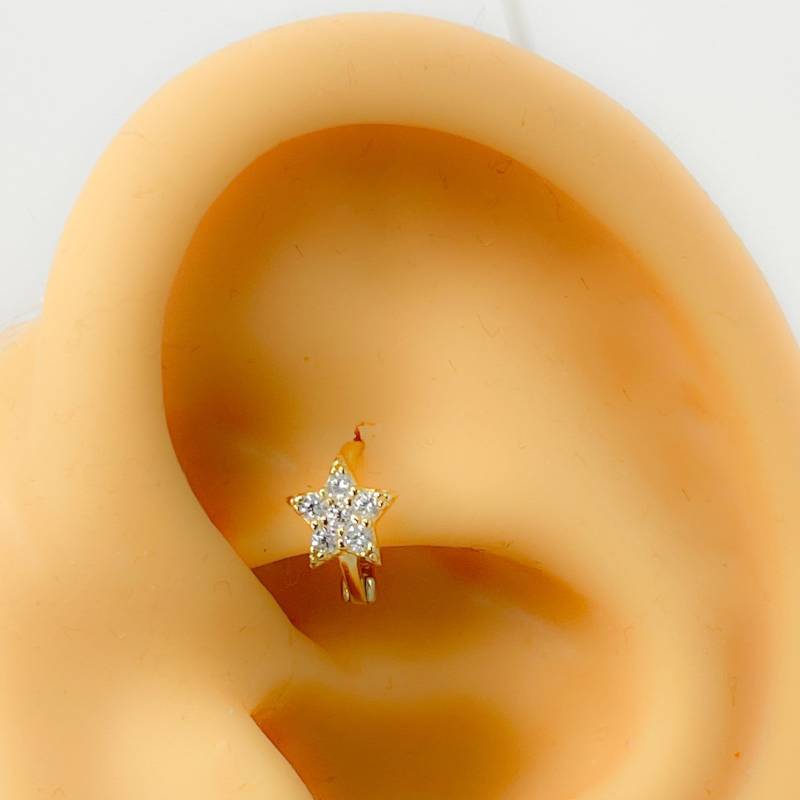 Mini Creolen#118 925 Silber Vergoldet Tiny Hoop Helix Knorpel Stern Ohrring Piercing von Siristat