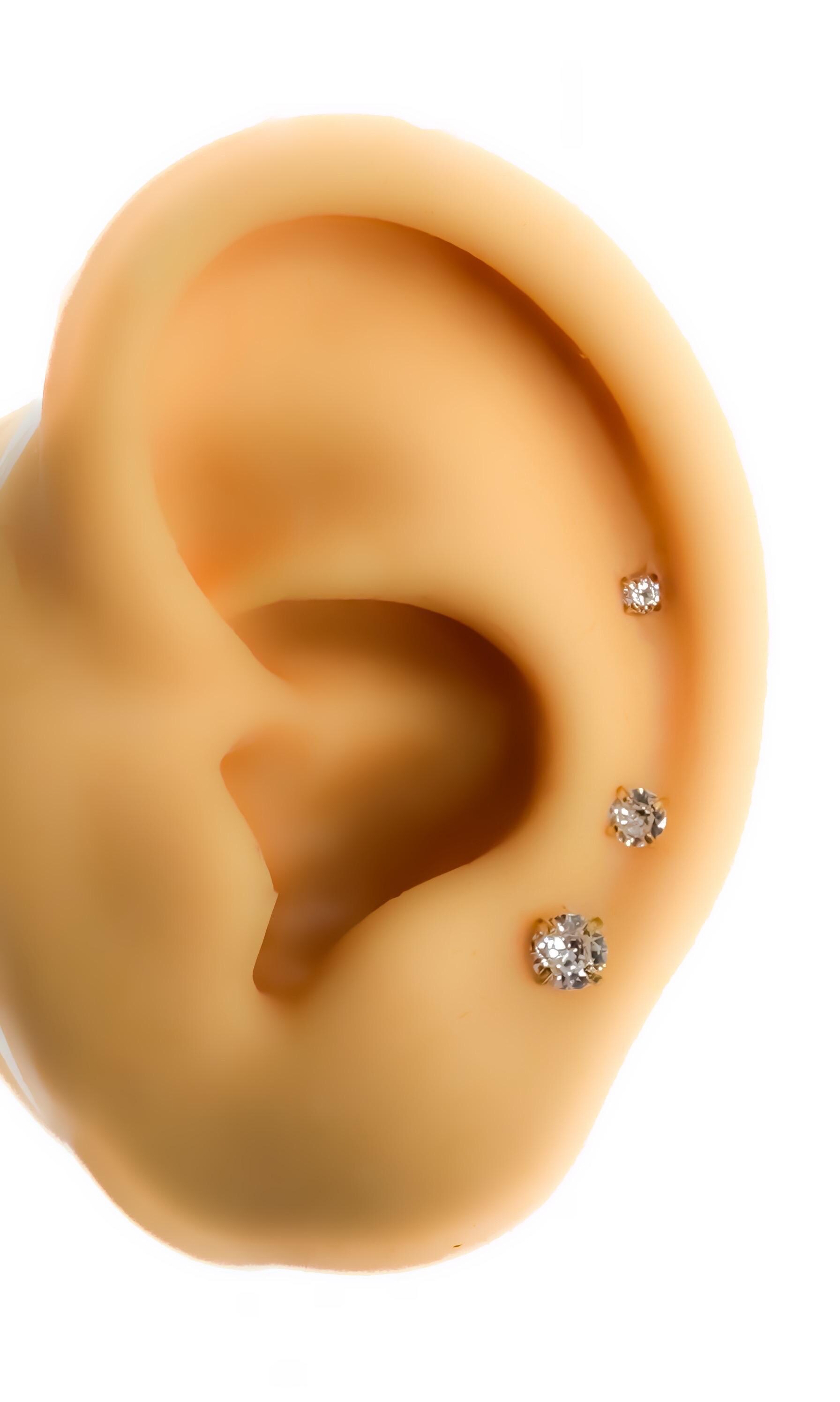 Piercing #112 Stainless Steel Vergoldet Ohr Lippen Helix Tragus Cartilage Strass Ohr Tiny Stud Minimal von Siristat