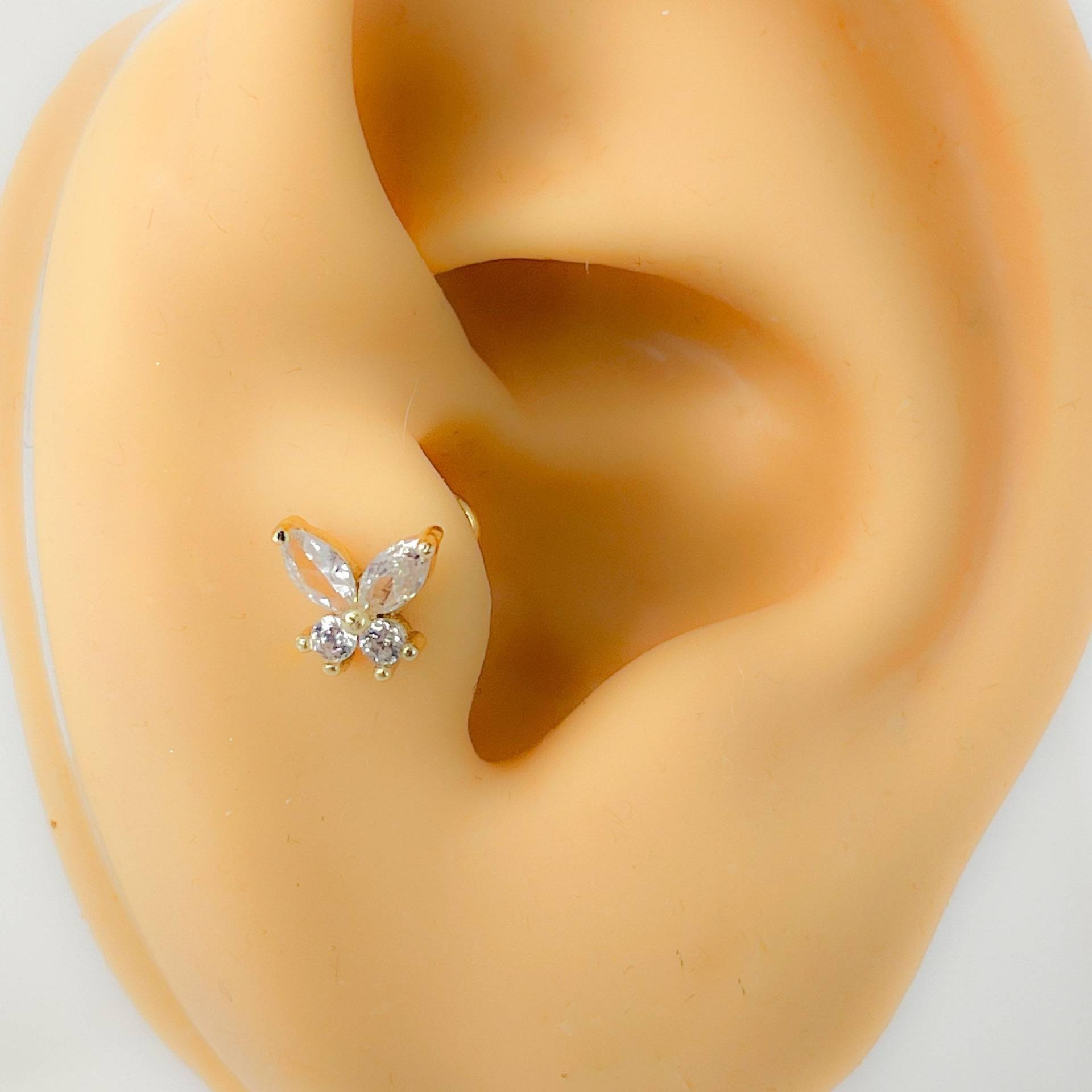Piercing #116 316L Chirurgen Stahl Vergoldet Tragus Conch Lippen Butterfly Labret Helix Barbell Schmetterling von Siristat