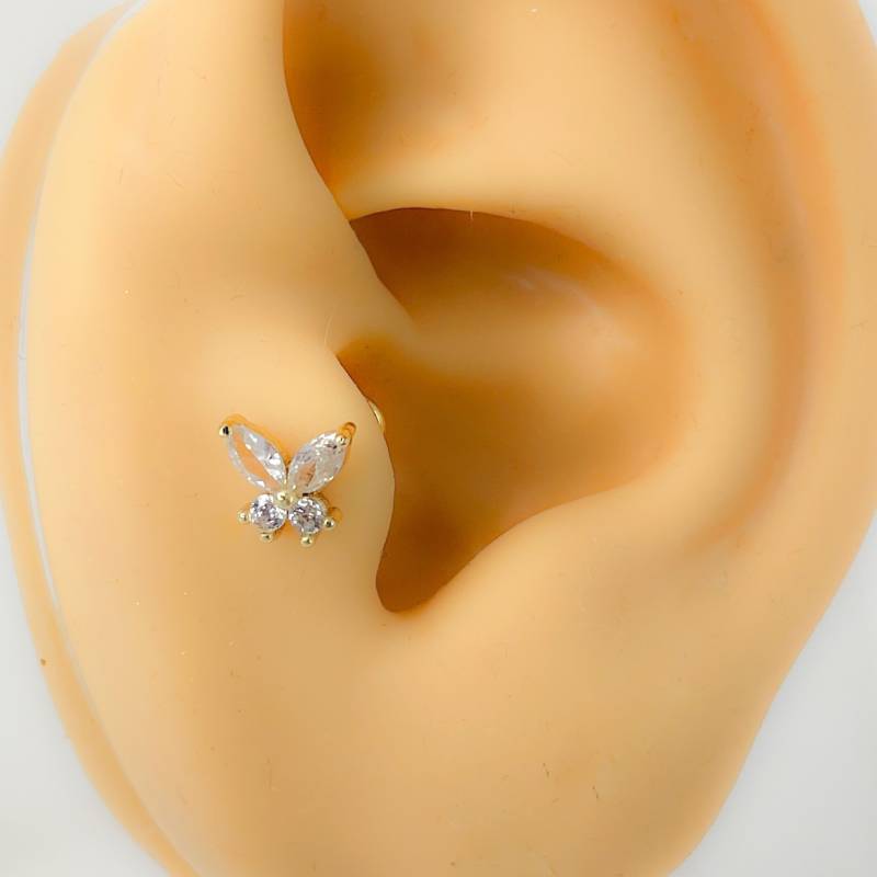 Piercing #116 316L Chirurgen Stahl Vergoldet Tragus Conch Lippen Butterfly Labret Helix Barbell Schmetterling von Siristat