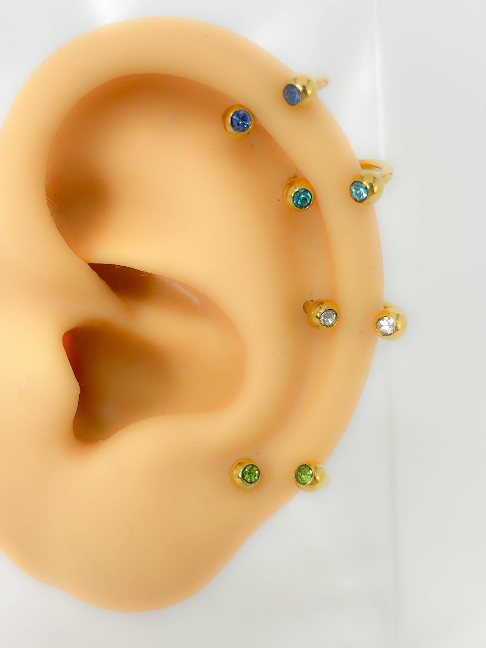 Piercing#127 Barbell Stainless Steel Nase Ohr Knorpel Helix Tragus Rook Daith Piercing Vergoldet Cubic Zirconia Septum 16 G von Siristat