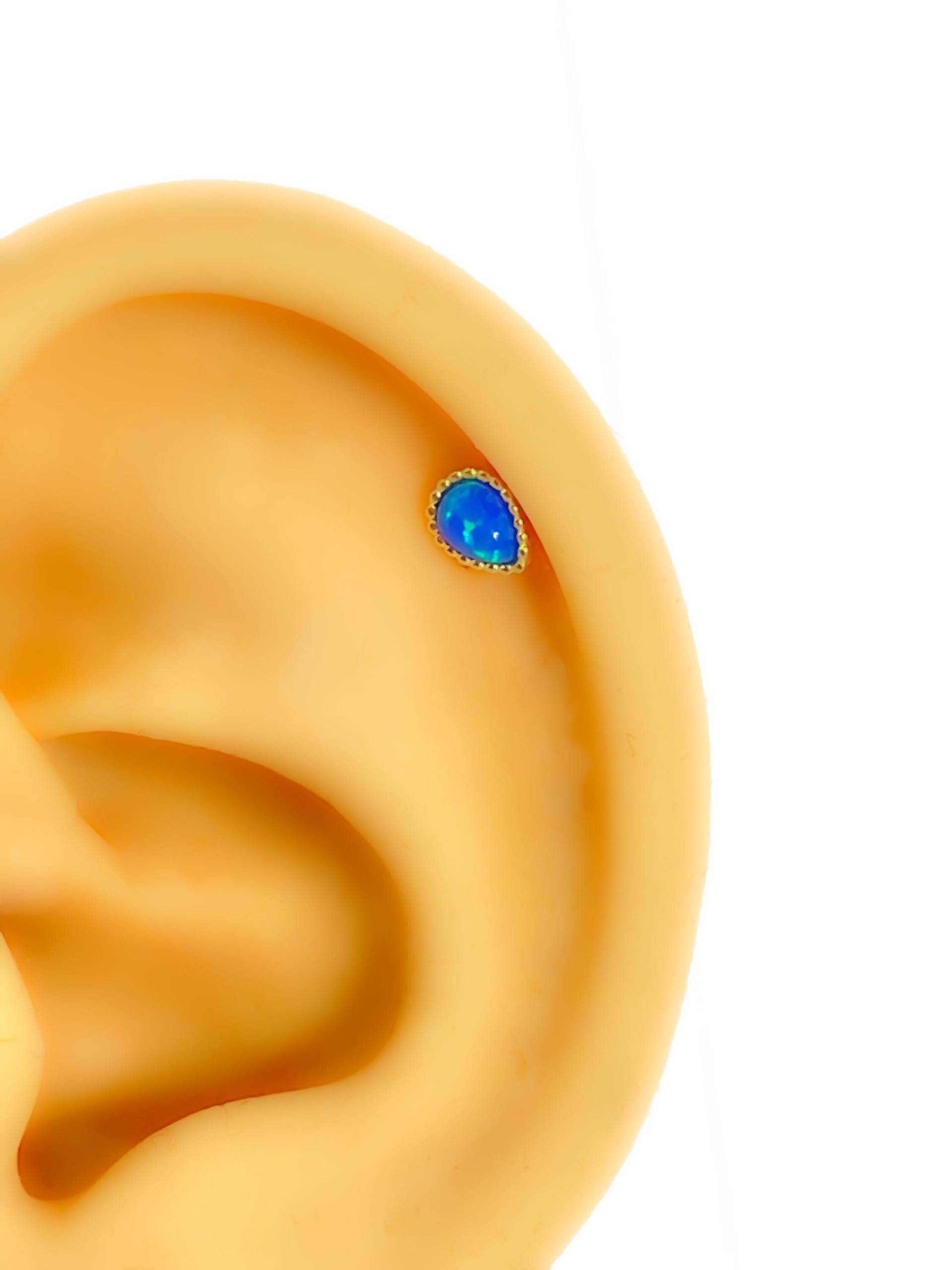 Piercing #134 925 Silber Vergoldet Helix Tragus Turquoise Drop von Siristat