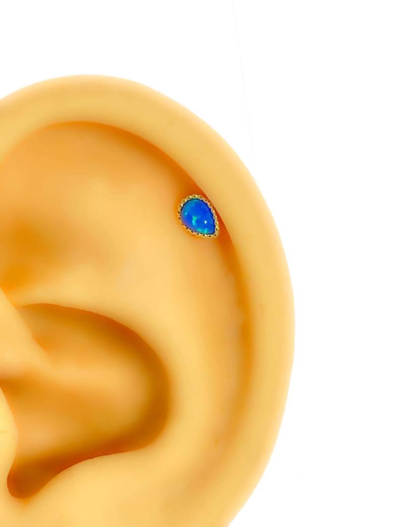 Piercing #134 925 Silber Vergoldet Helix Tragus Turquoise Drop von Siristat
