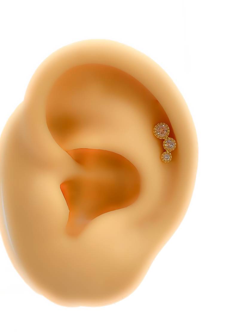 Piercing #216 Tragus Helix 925 Sterling Silber Vergoldet Mini Tiny Stud Strass Knorpel von Siristat
