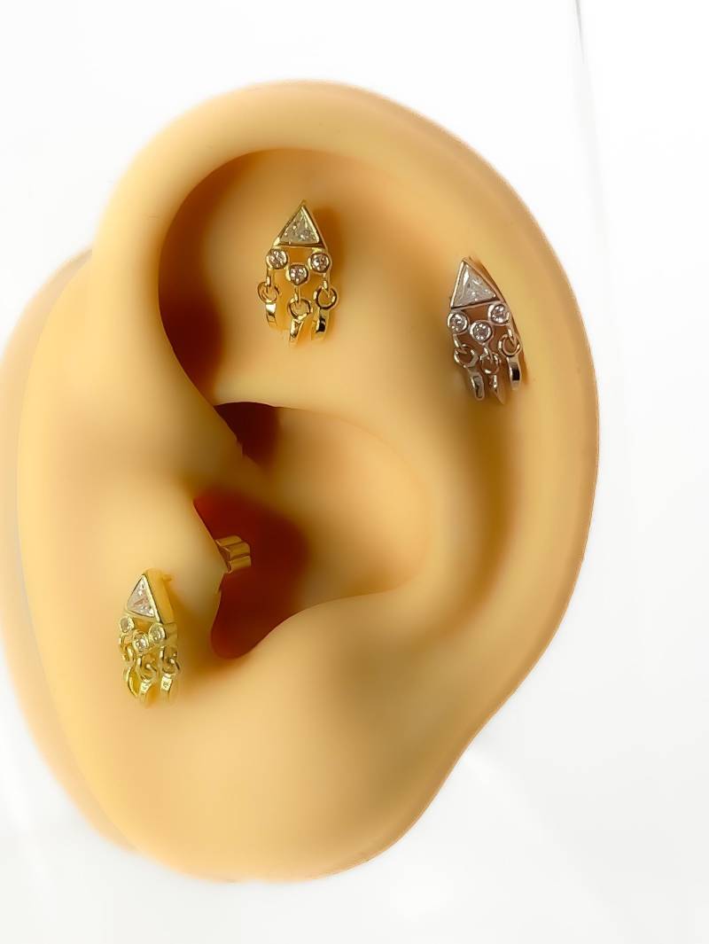 Piercing #272 925 Silber Vergoldet Knorpel Helix Tragus Stecker von Siristat